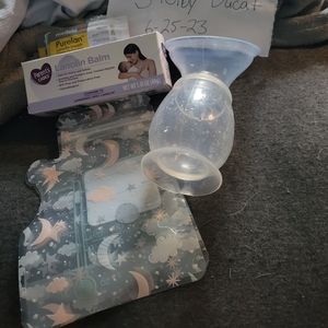 Nipple cream milk collector and 2 milk storage bags